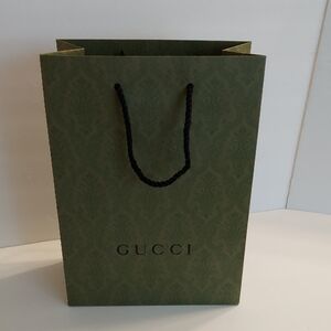 Gucci Olive Green Embossed Paper Shopping Bag
